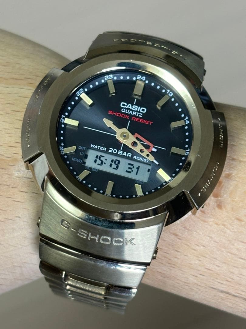 G-SHOCK/フルメタル/AWM-500/ゴールド/電波/ソーラー/時計/箱付