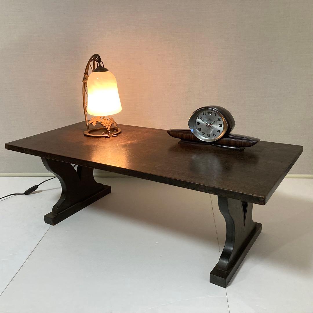 古い味のある文机 座卓 置物台 飾り棚 大型 透かし ハート型 木製 レトロ