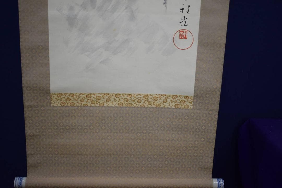 真作/笠井利之/雀と六瓢図/桐共箱付/布袋屋掛軸HJ-142