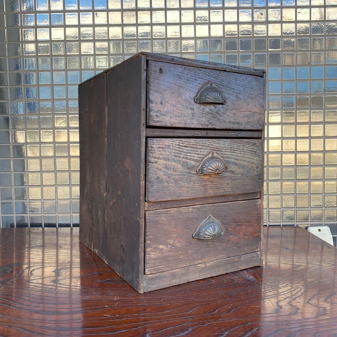 時代物 昭和初期 大正 三段小引き出し 古箪笥 骨董品 古道具 和家具