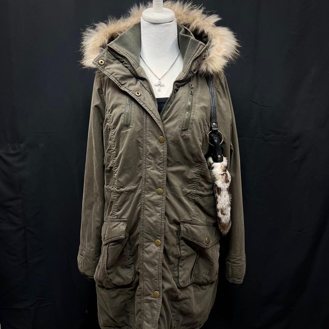 平成ギャル　y2k グランジ　ファー付き　モッズコート　ギミック　ロング