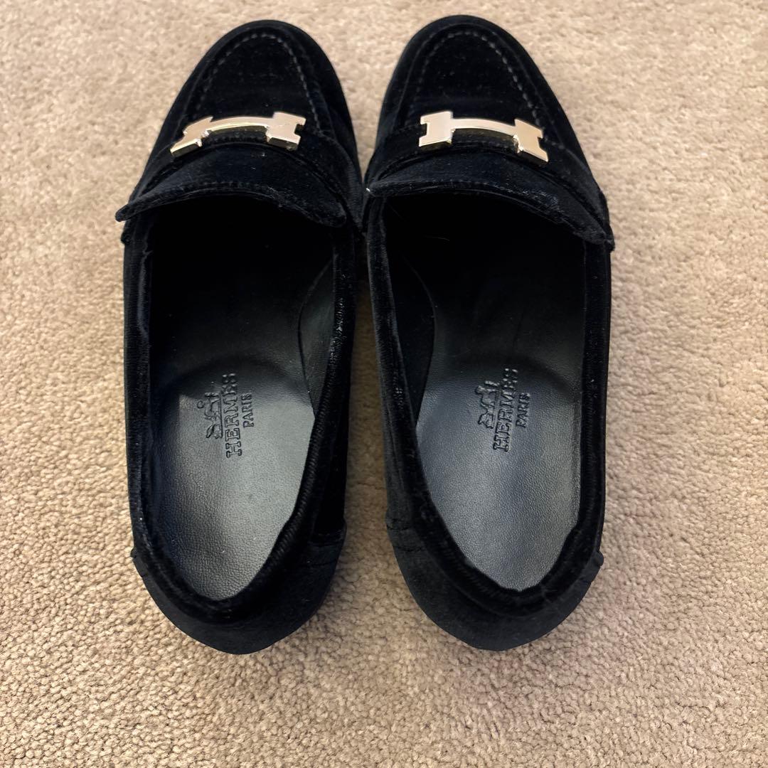 エルメス モカシン 34サイズ 黒 ベロア 新品未使用