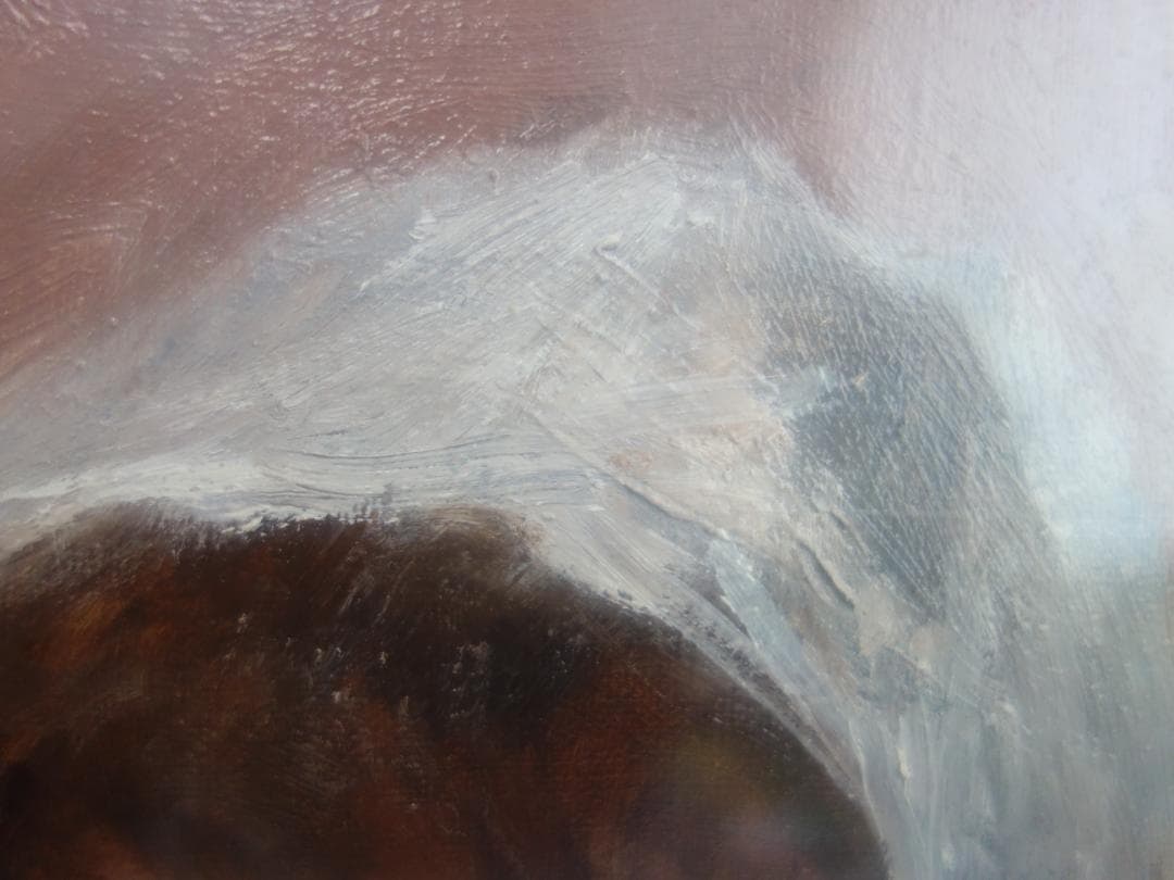 M▽青山龍水 油彩 絵画 額縁 少女と仔犬 (37904)