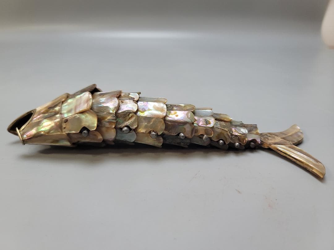 螺鈿 貝細工 自在 魚 時代物 骨董品