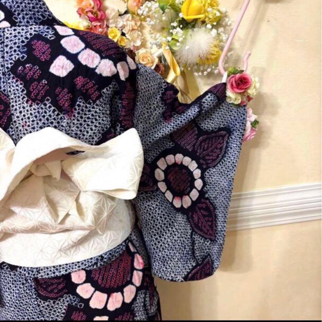 有松鳴海絞り伝統工芸❤️高級半幅帯 レース 帯締め帯留めアクセ付‼️5点セット‼️秀品