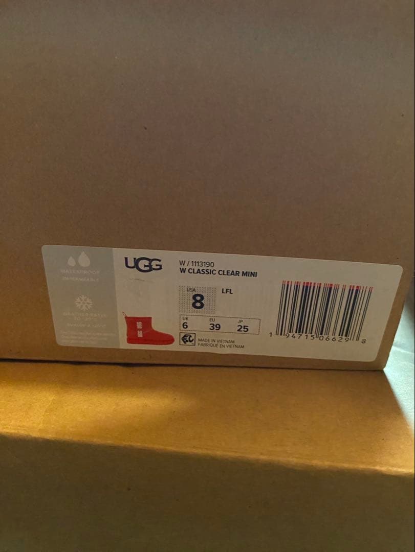 UGG W CLASSIC CLEAR MINI 8 オレンジ赤