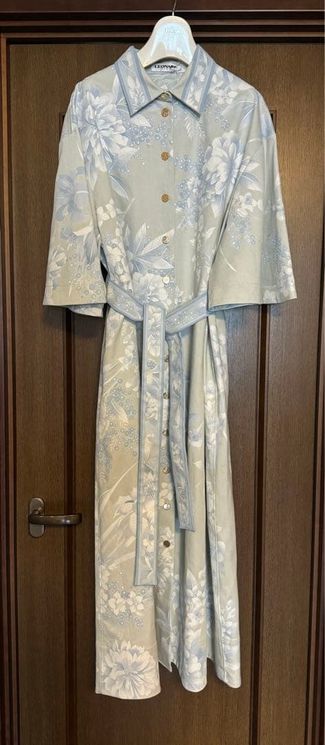 最終値レオナールパリ2024年ランウェイ高級ラインインポートコットンデニムワンピ