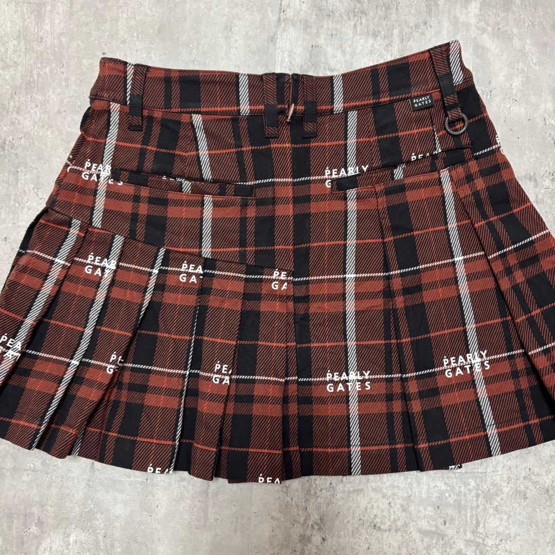 【パーリーゲイツ】美品 プリーツスカート チェック ロゴ 0サイズ レディース