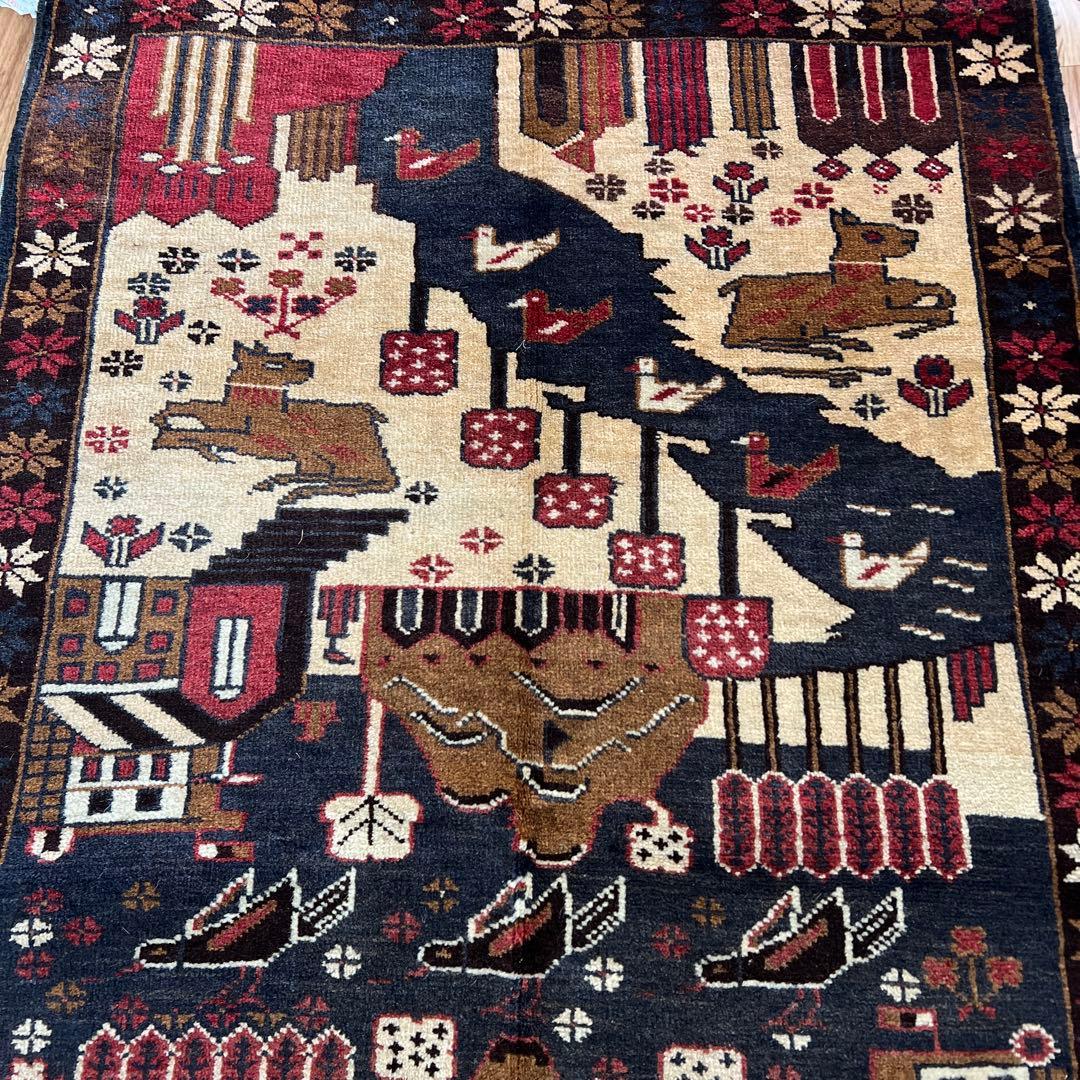 ペルシャ 手作りカシュカイヴィンテージラグ 83cm x 137cm