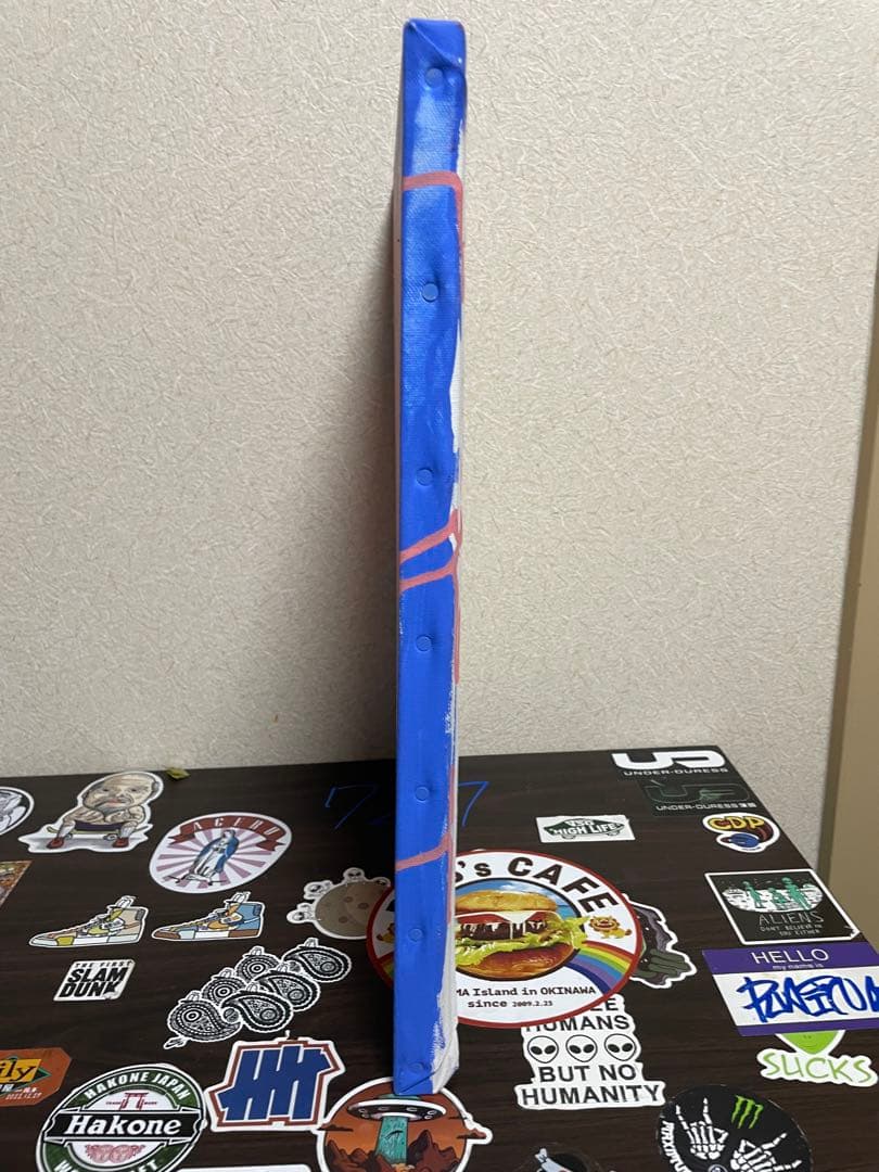 青とピンクの抽象画 キャンバスアート