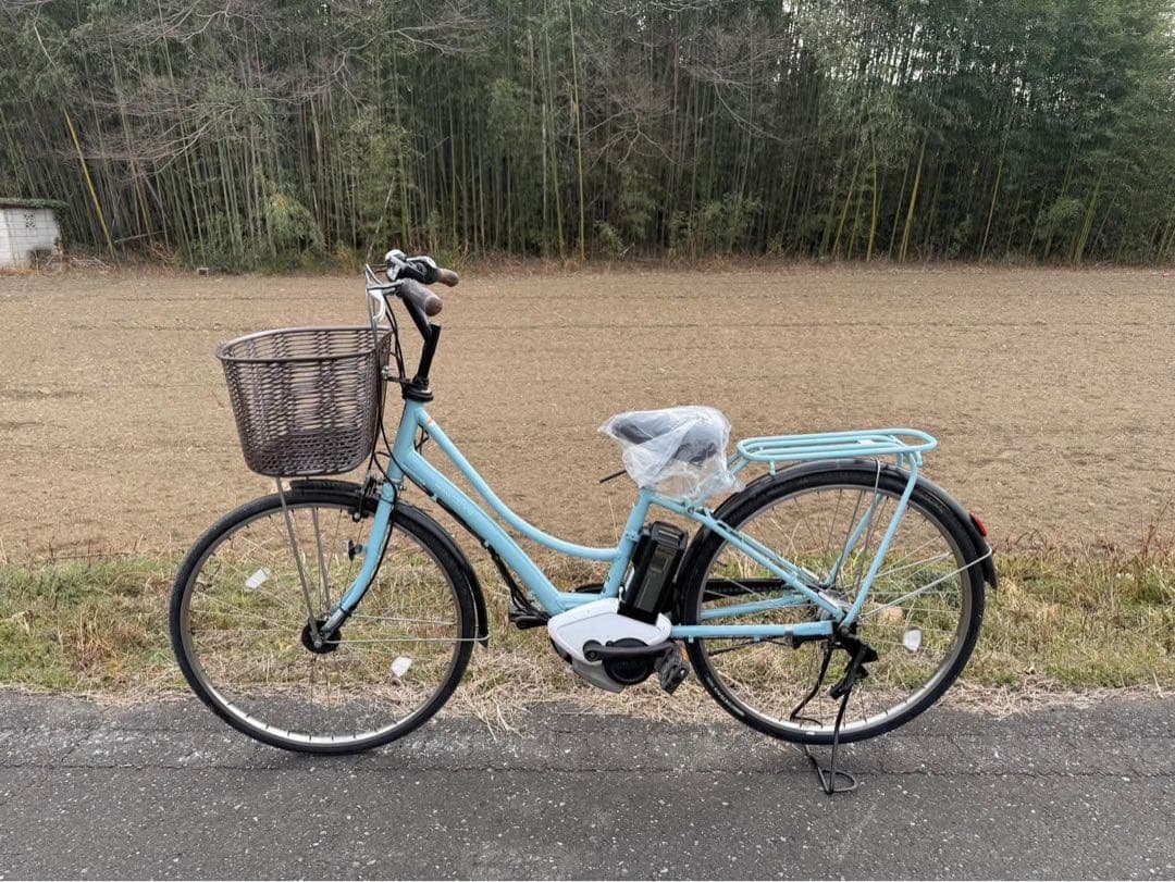 水色 電動アシスト自転車 低床タイプ バスケット付き