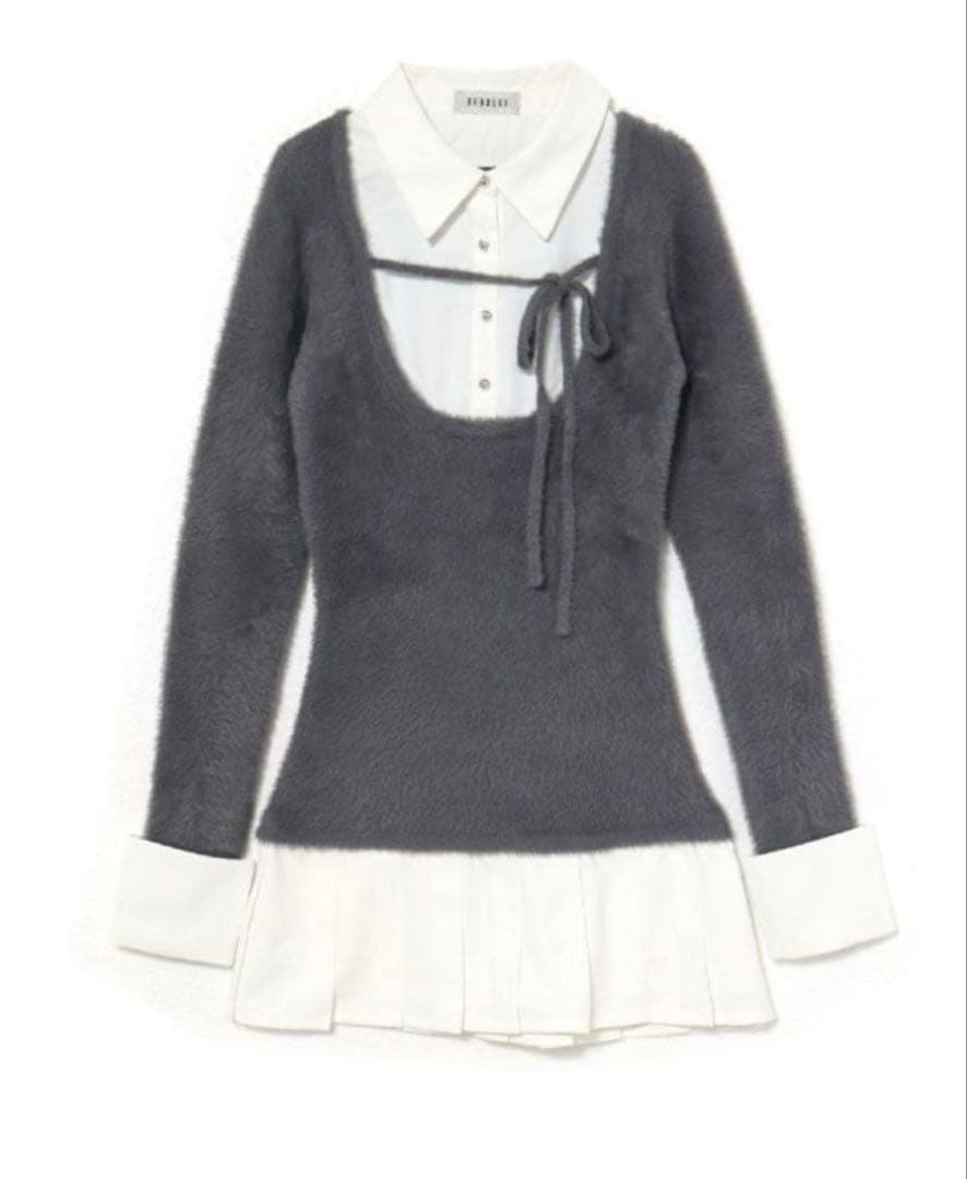 bubbles レイヤードプリーツニットワンピース s