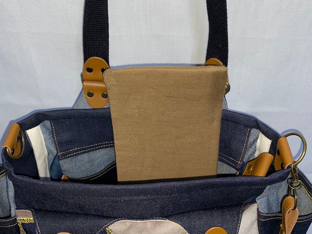 ☆岡山デニム☆フレンチブルドッグ☆特大ステンシル☆4wayあおりバッグ