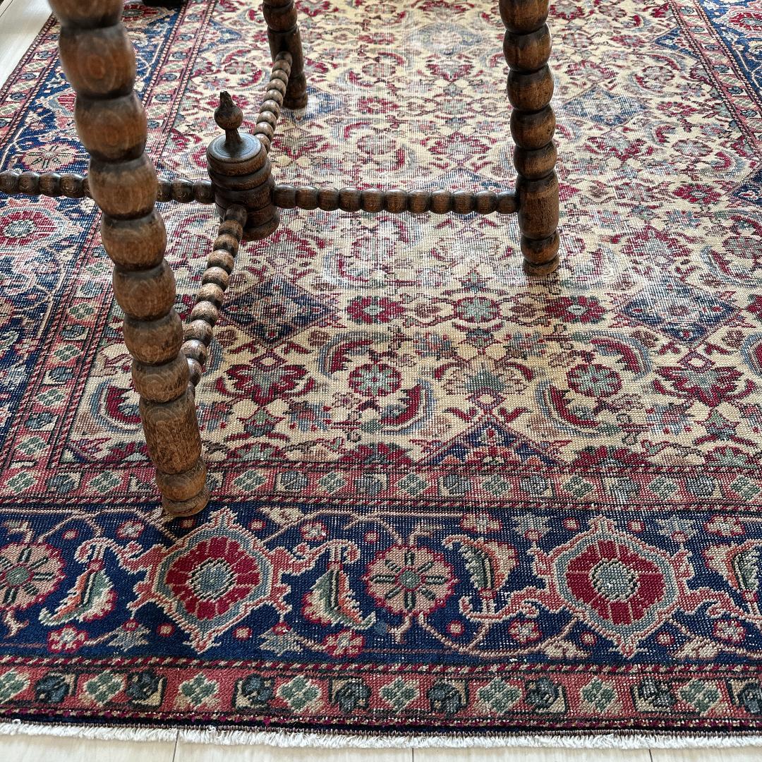 トルコ ヴィンテージラグ 986 レア 最高級 カイセリラグ ベージュ ネイビー