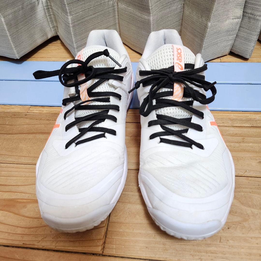 海外限定スカイエリート ASICS バレーボールシューズ ホワイト/オレンジ