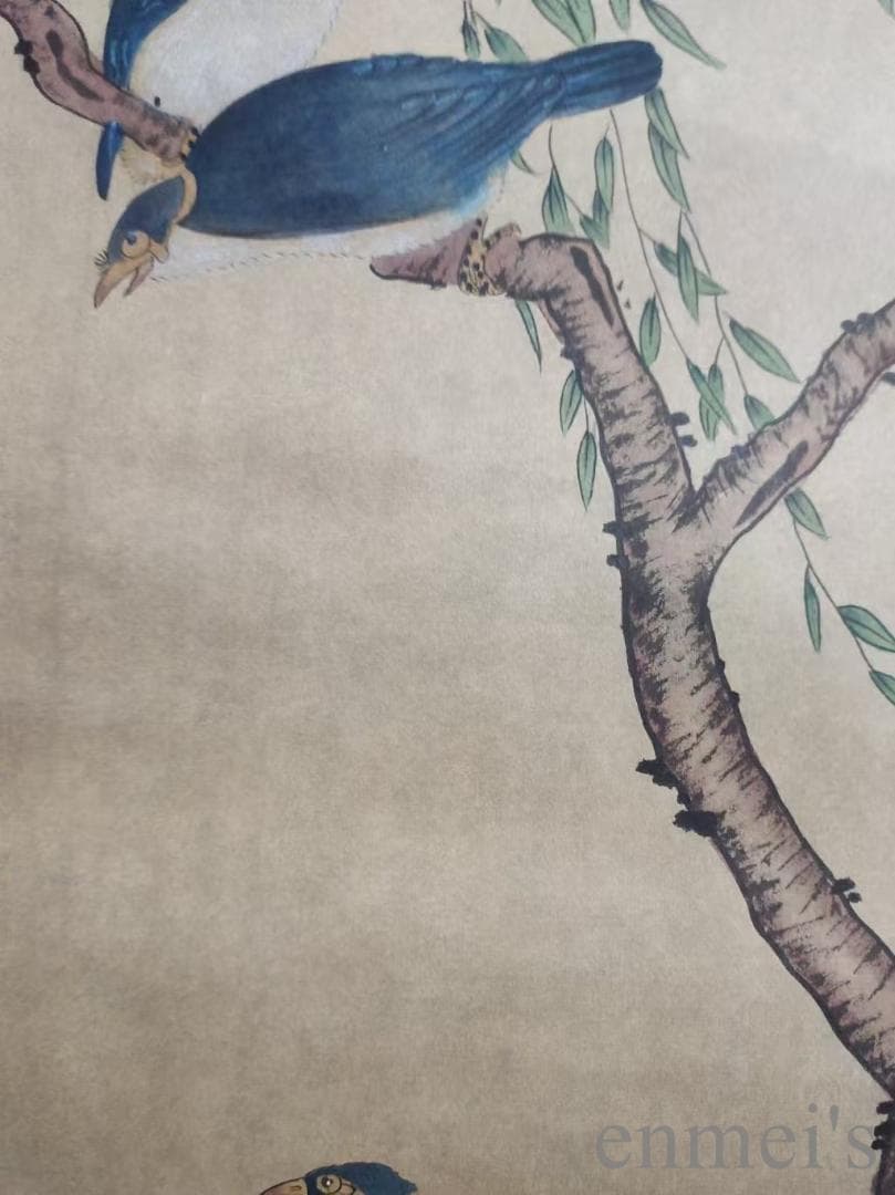 中国古美術.清時代.蔣廷錫款.花鳥図.宣紙.三尺.肉筆.掛け軸.水墨画.旧蔵出