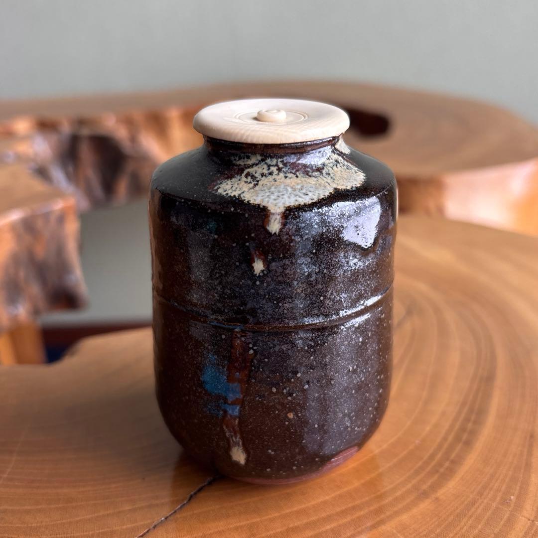 肩衝茶入 宮川香雲作 仕覆付（糸屋通風） 茶道具 共箱