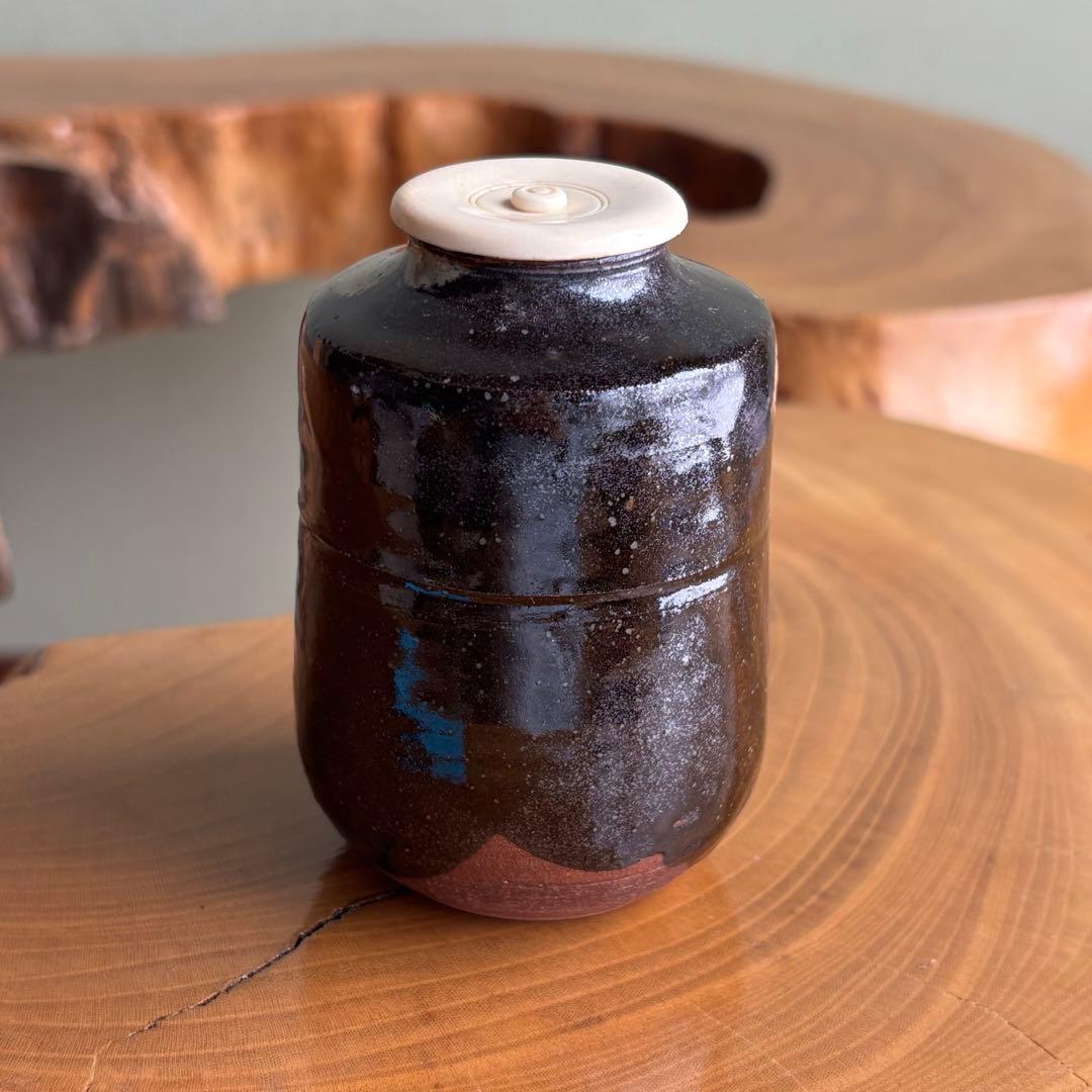 肩衝茶入 宮川香雲作 仕覆付（糸屋通風） 茶道具 共箱