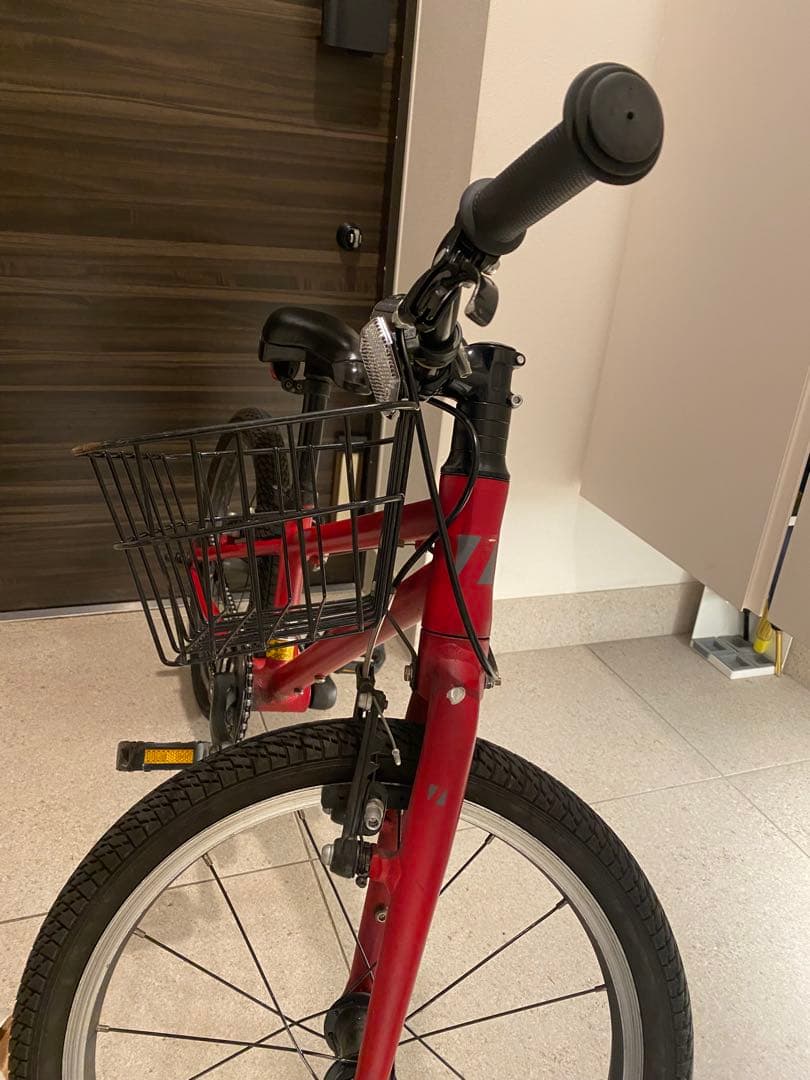 子供用自転車 赤 バスケット付き