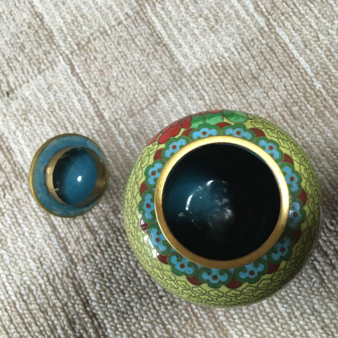 七宝焼　飾り壺　台付き