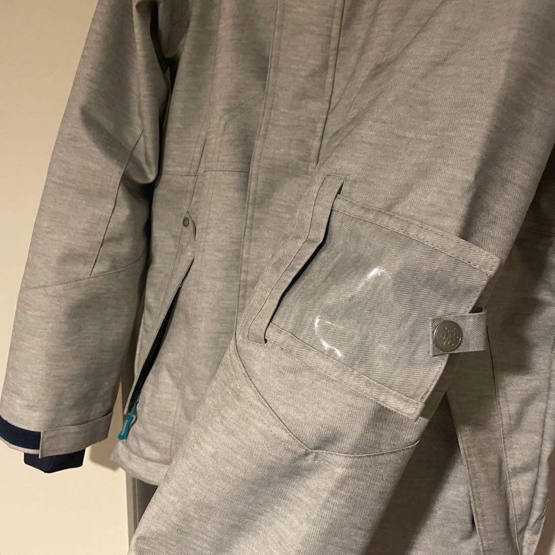 グレー フローラル柄 スキーウェア上下セット