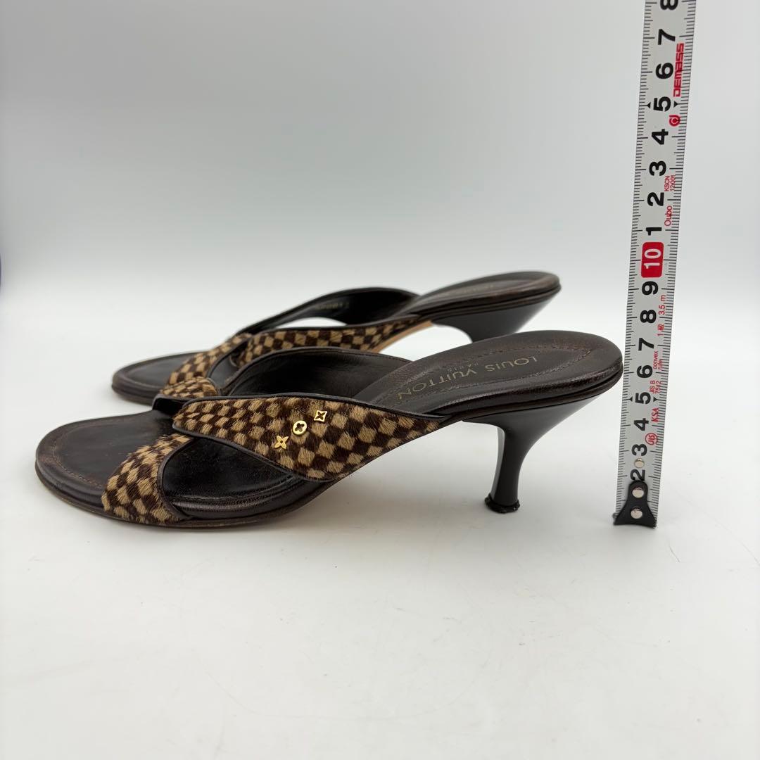 ルイヴィトン ダミエ ハラコ ミュール サンダル ファー 0725-S6538h