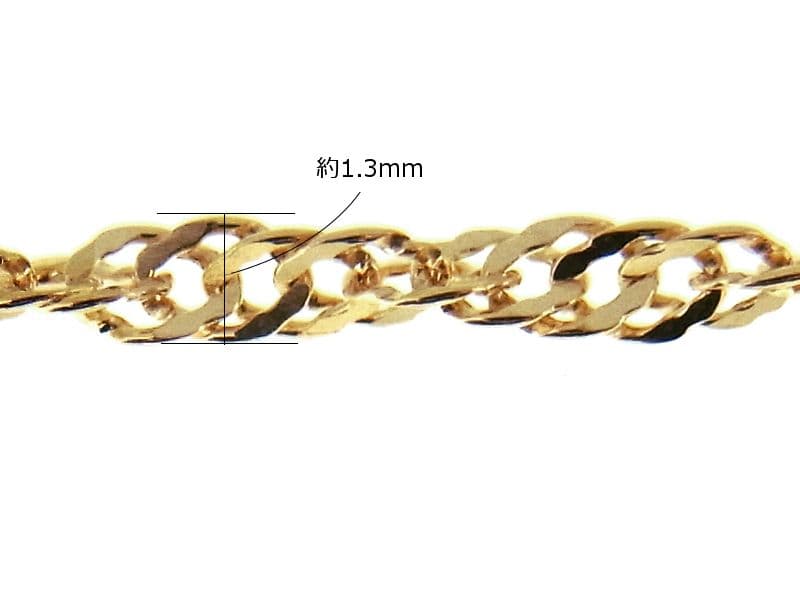 moco　k18アンクレット　スクリューチェーン　1.3㎜幅　つけっぱなし