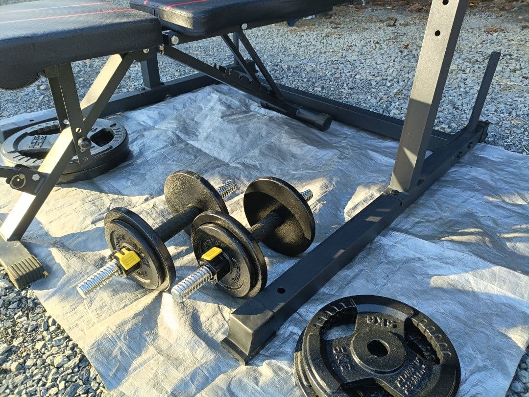 ラック型 懸垂マシン　アイアンバーベルダンベル98KGセット　トレーニングベンチ