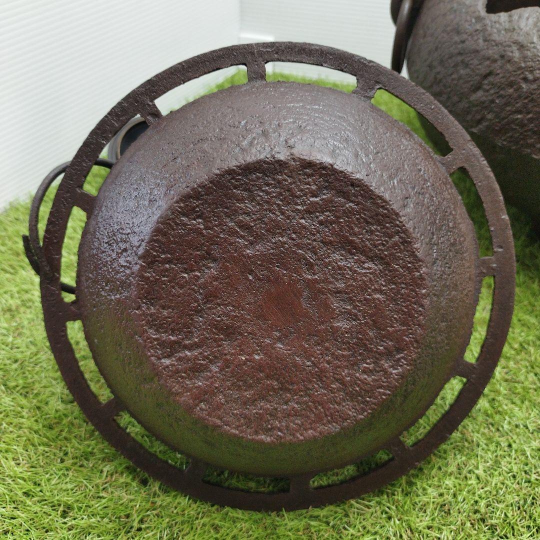 骨董品 南部鉄器 風炉 風炉釜 茶道具 煎茶道具 車軸釜 火鉢