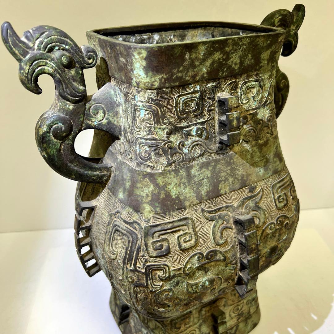 中国古玩　古銅大花瓶　6519g/高さ40㎝　東Y8-0128⑤トヒカ