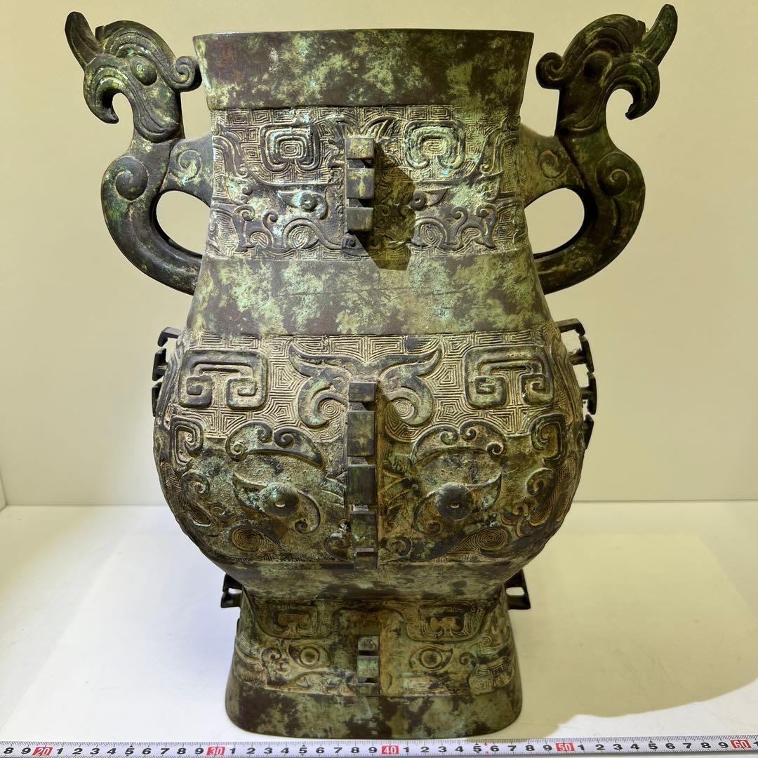 中国古玩　古銅大花瓶　6519g/高さ40㎝　東Y8-0128⑤トヒカ