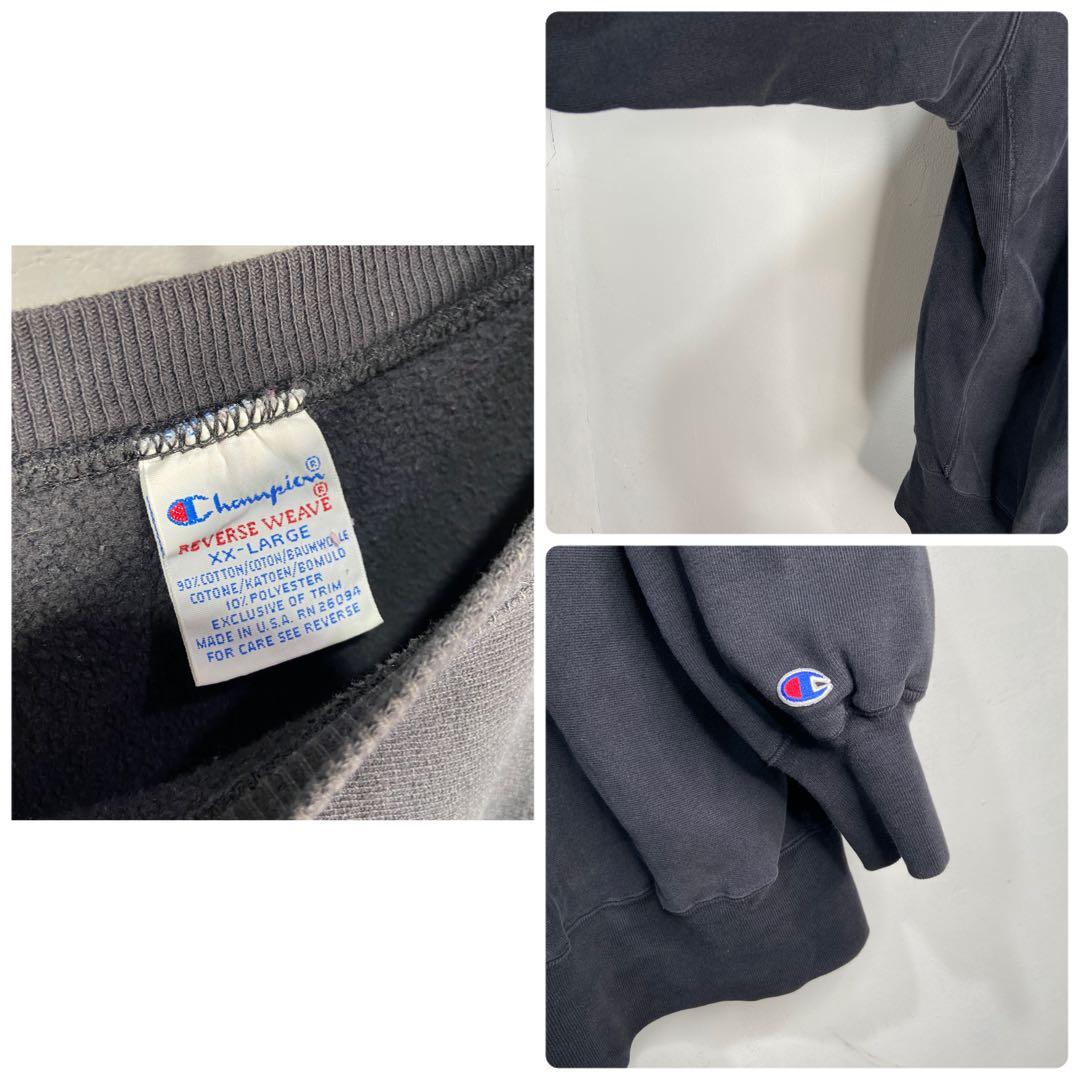 ♾️♾️90s☆USA製☆Champion☆リバースウィーブ☆黒☆XXL☆刺繍