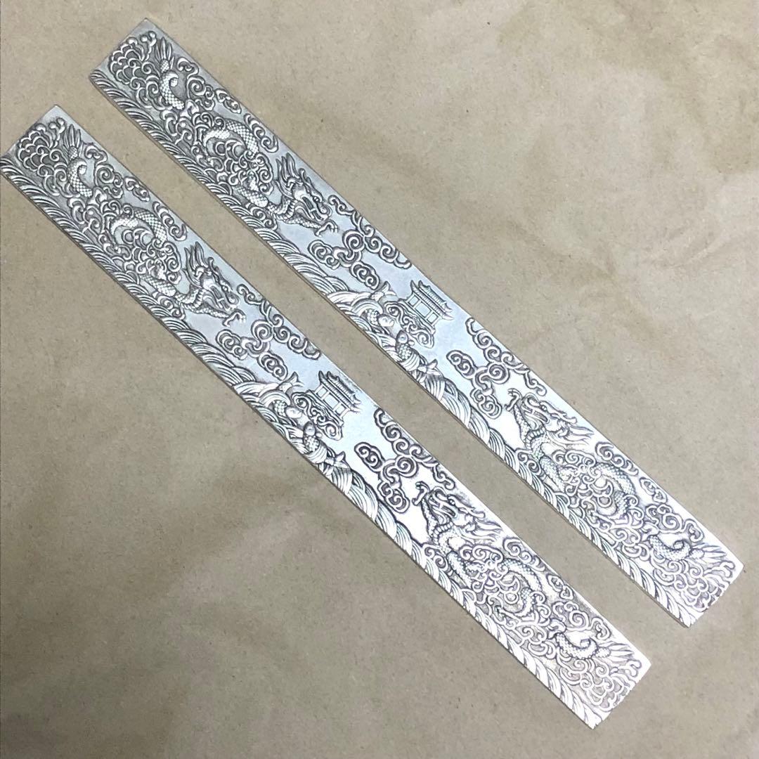 マハロ　3点　文鎮　文房具　書道用　雙龍·銀龍彫刻　時代物