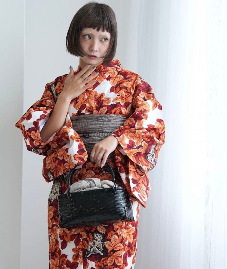 かんたん二部式浴衣セット ニコアンティーク 国内染色 セパレート浴衣 梟の森 暁