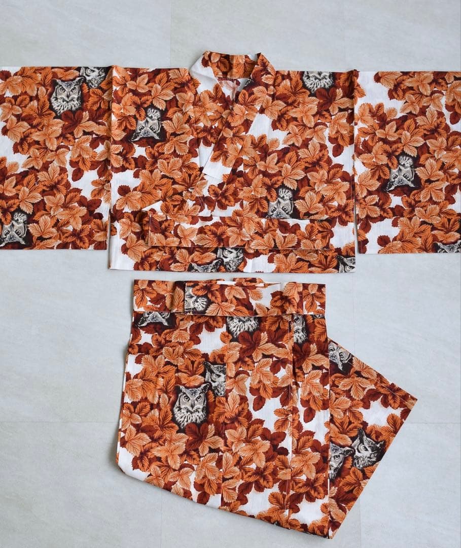 かんたん二部式浴衣セット ニコアンティーク 国内染色 セパレート浴衣 梟の森 暁