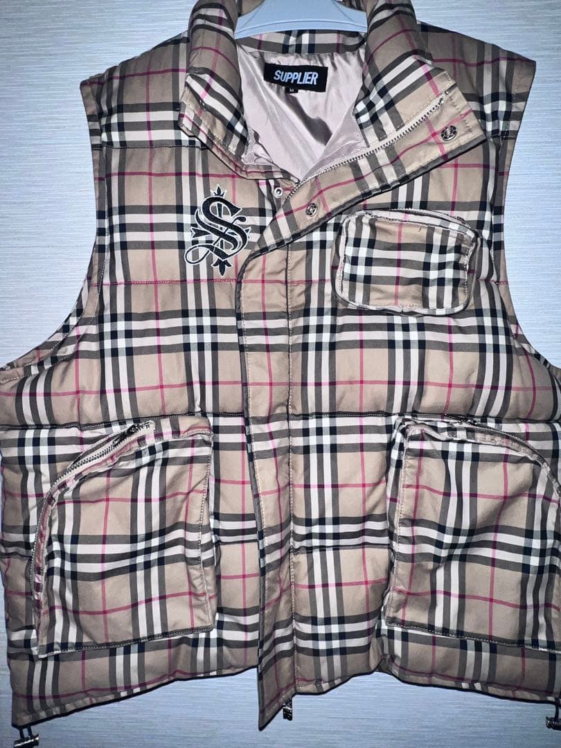 supplierチェック柄ダウンベスト