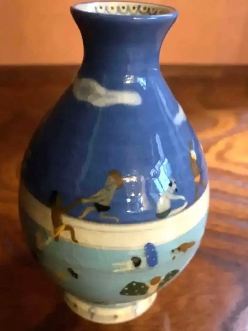 希少！スナフジタチサト作愛らしい遊泳陶芸徳利花器（検Loeweロエベ鹿児島睦