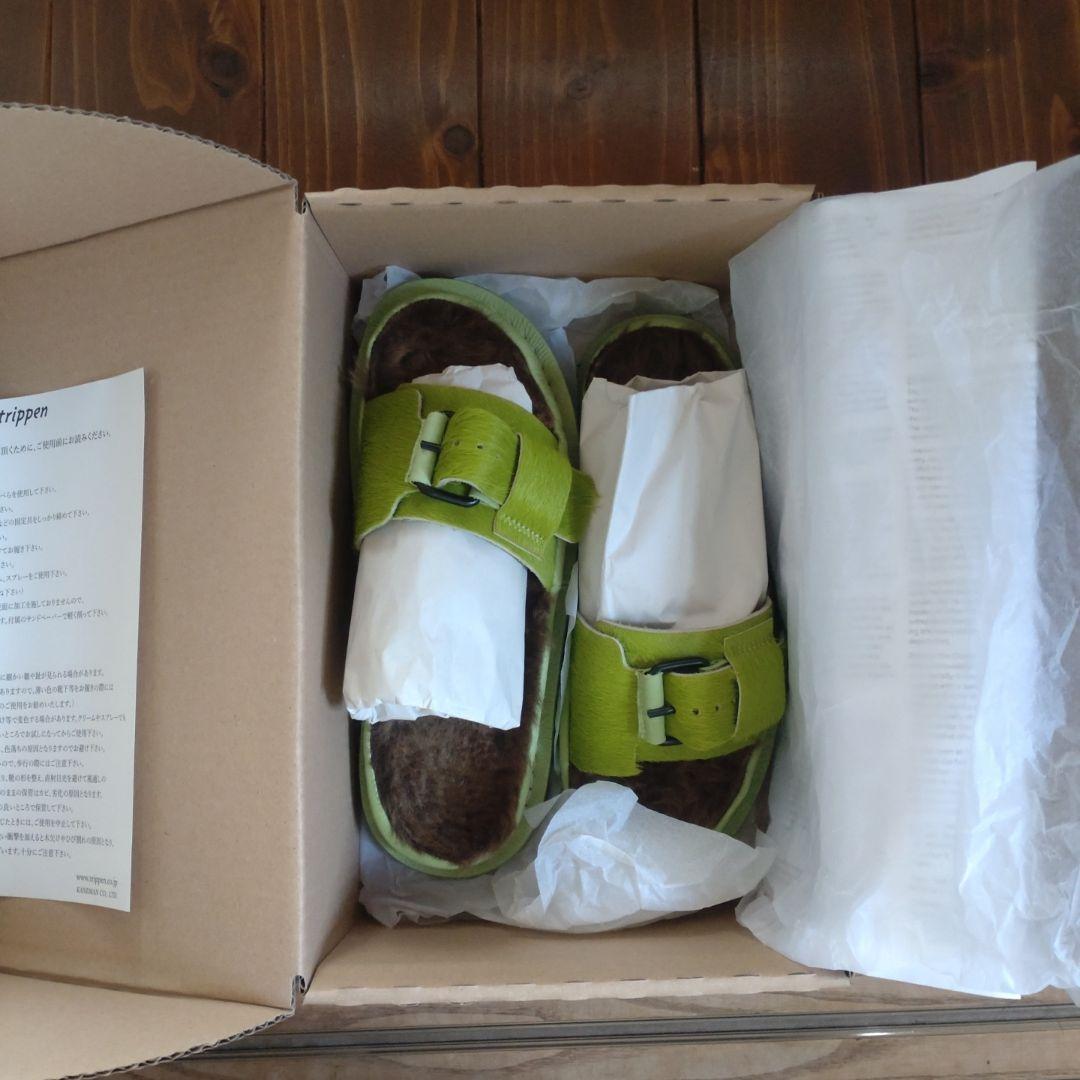新品未使用！trippenグリーンファーサンダル36
