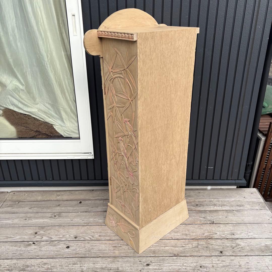 ヴィンテージ 彫刻キャビネット 木製収納棚 鳥 花 草木モチーフ アジアン調