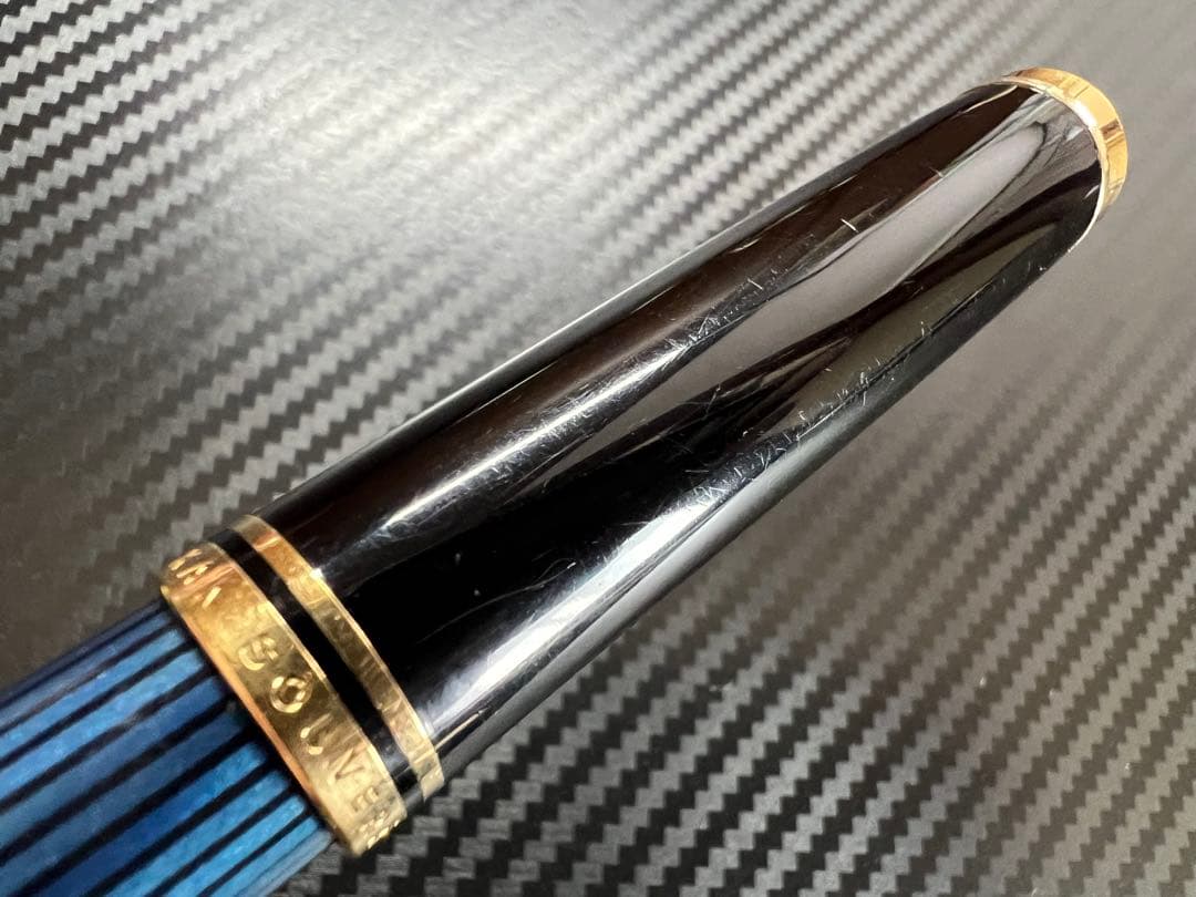 美品 ペリカン スーベレーン M800 青縞 F 万年筆