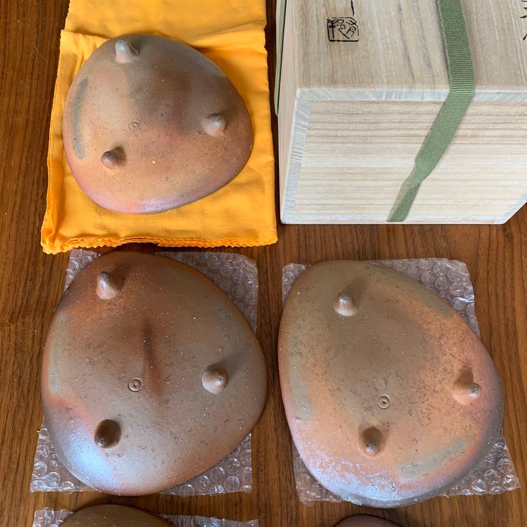 備前焼 金重有邦 皿 伊部三足平向付 5枚セット