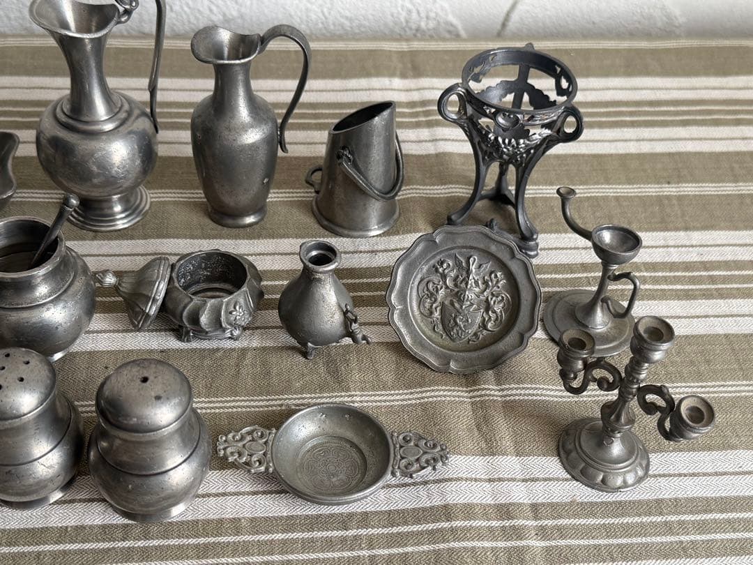 フランスアンティーク　ミニチュア金属製アンティーク雑貨14点セット