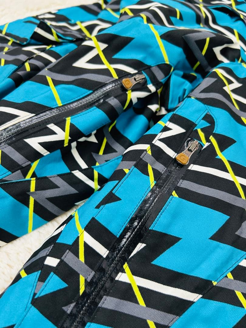 GOLDWIN スキーパンツ L　幾何学柄 ブルー×ブラック スキー　スノボ