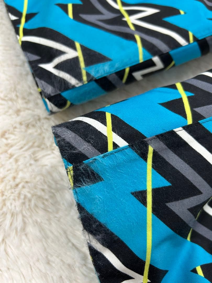 GOLDWIN スキーパンツ L　幾何学柄 ブルー×ブラック スキー　スノボ