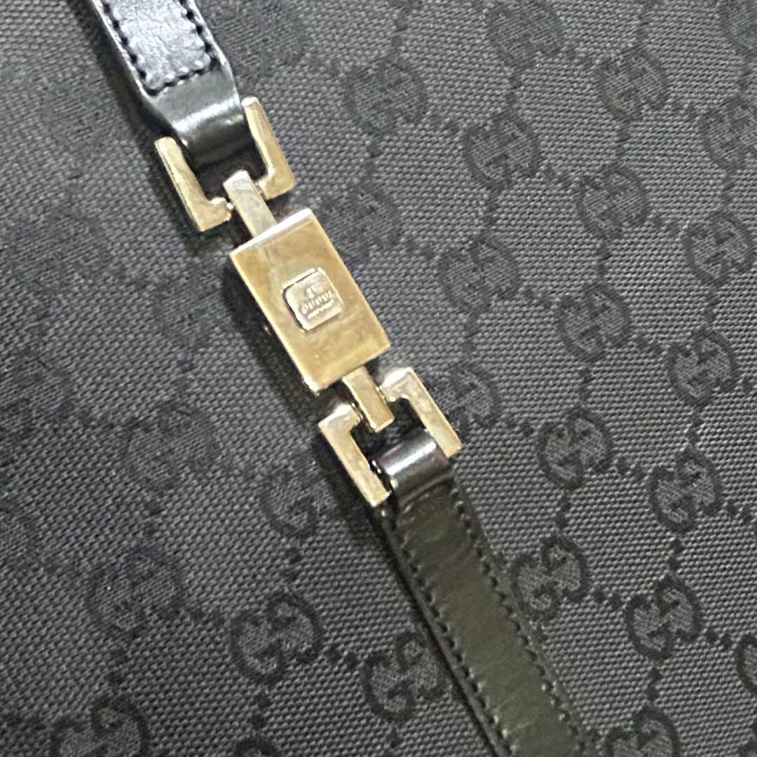 GUCCI グッチ ハンドバッグ キャンバス ジャッキー 金具 保存袋付き 黒