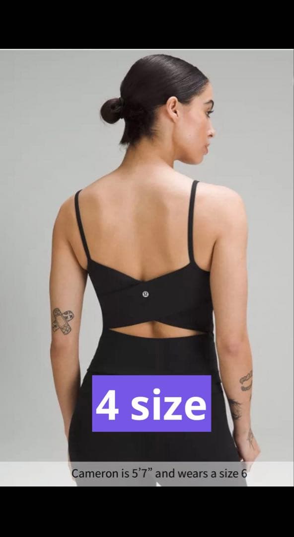 ルルレモンLululemon 黒 Nuluクロスバックタンクトップキャミサイズ4