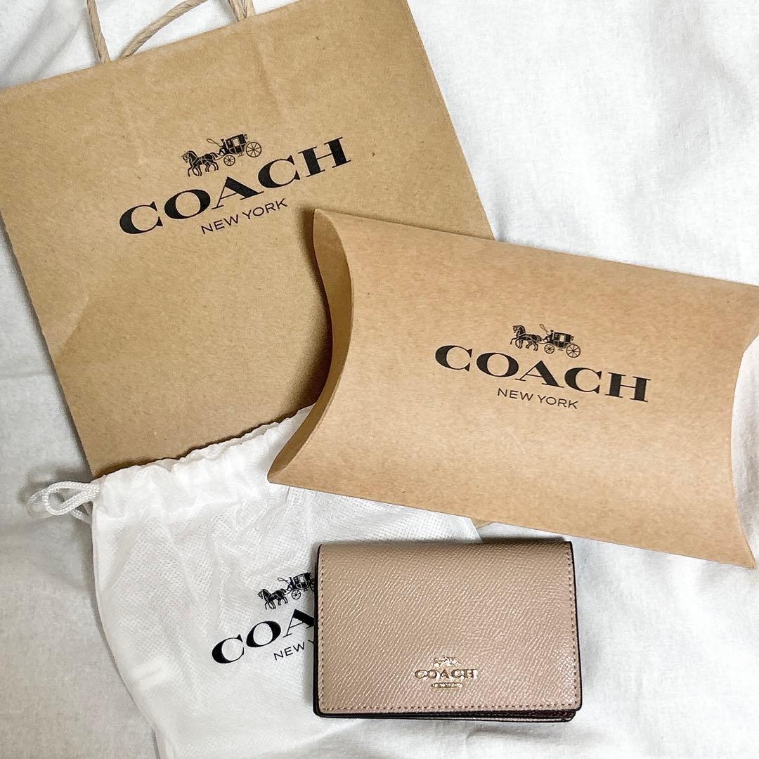 COACH ベージュ ボルドー 名刺入れ カードケース