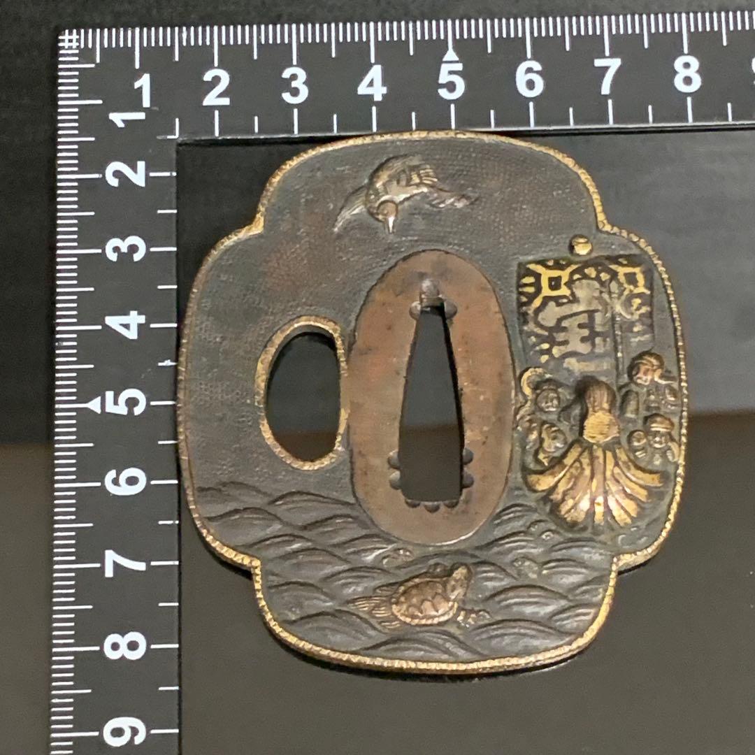 《アンティーク希少レア品！》 ⭐︎ 七福神 宝船 鶴亀 鍔つば 縁起もの♪⭐︎