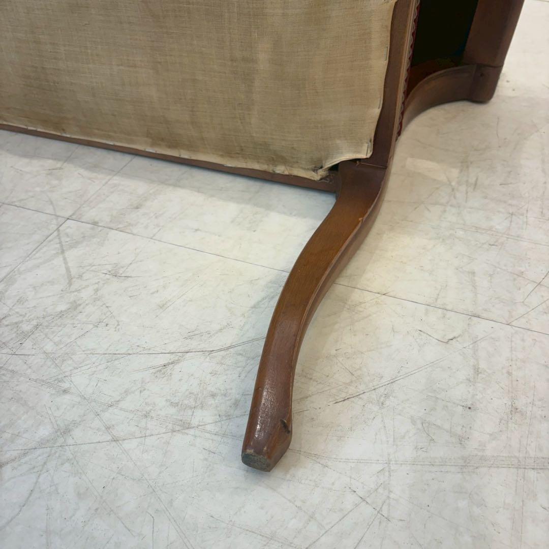 ビクトリアンスタイル ワインレッド　猫足ソファー　アンティーク　引き出し付き