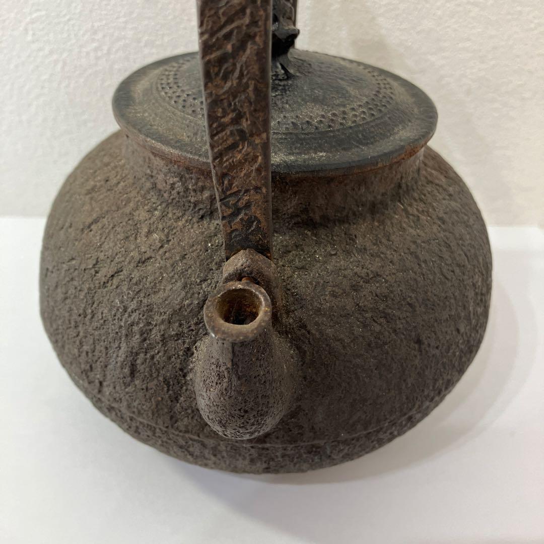 アンティーク　鉄製急須 ダークブラウン 丸形